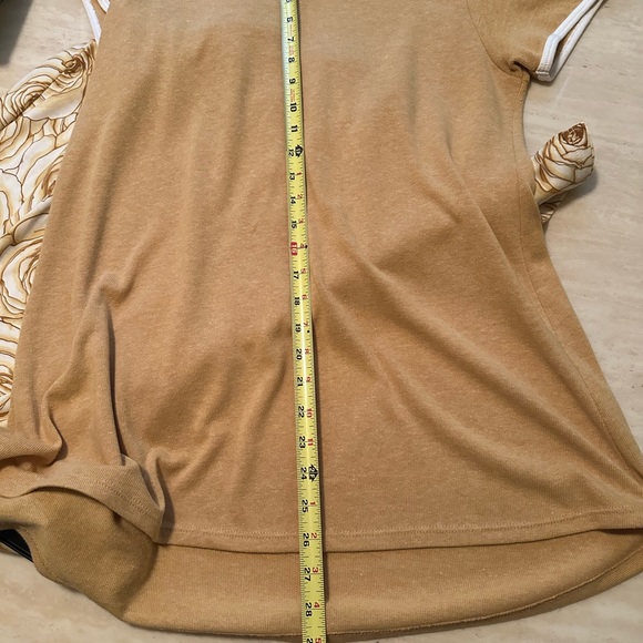 LuLaRoe cream yellow skirt set classic T and Azure skirt Roses L XL - Picture 4 of 13